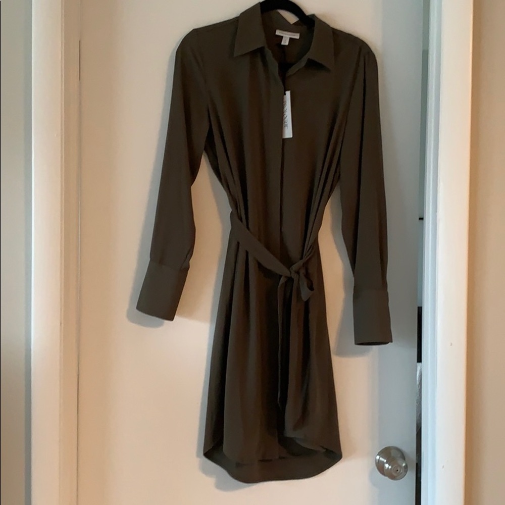 Target *NWT* knee/midi green button up dress